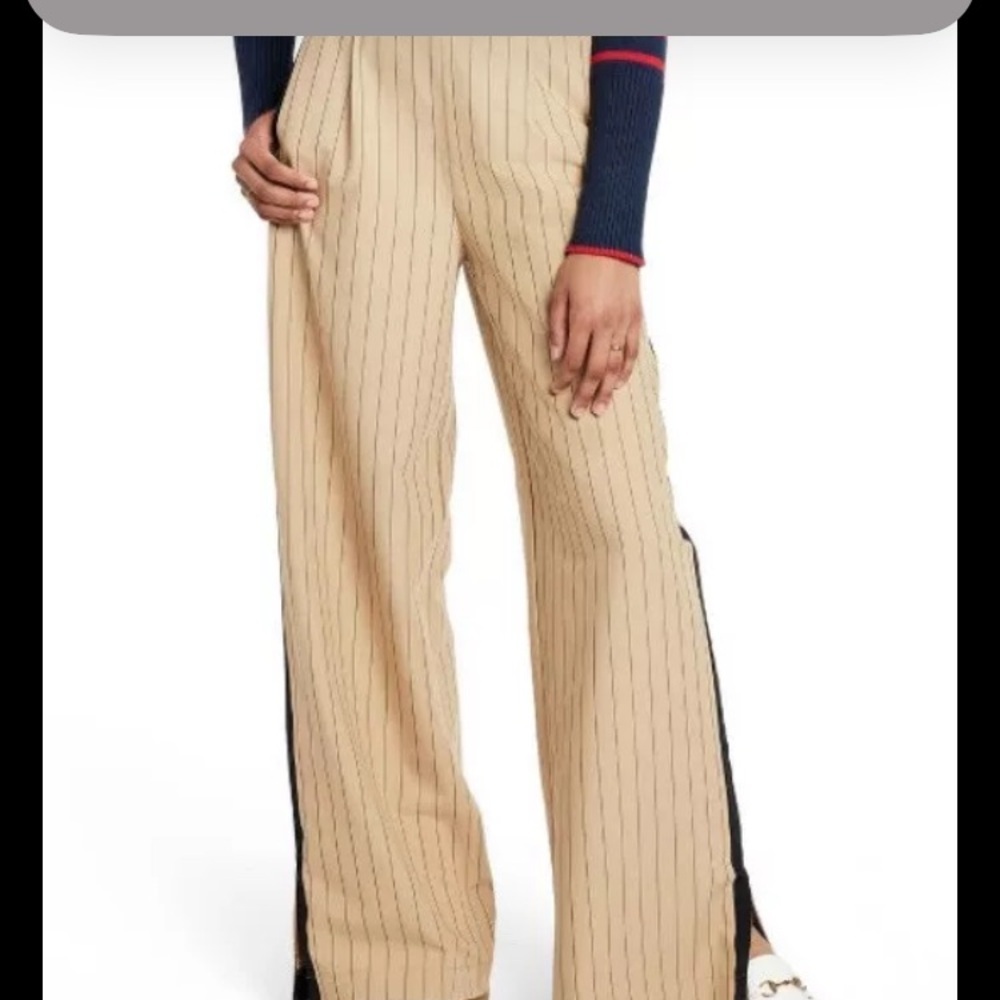 La Ligne For Target Pants Trousers Size Small Side Stripe Wide Leg Tan Black NWT